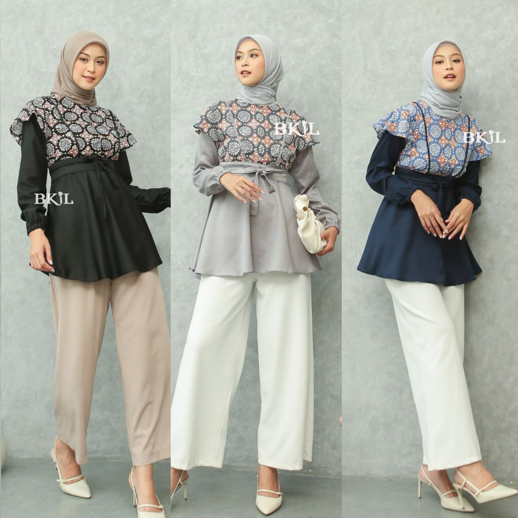 Baju Batik Wanita Modern M L XL XXL Atasan Batik Kerja Wanita Blouse Batik Kantor Batik Kombinasi Batik Wanita Kantor