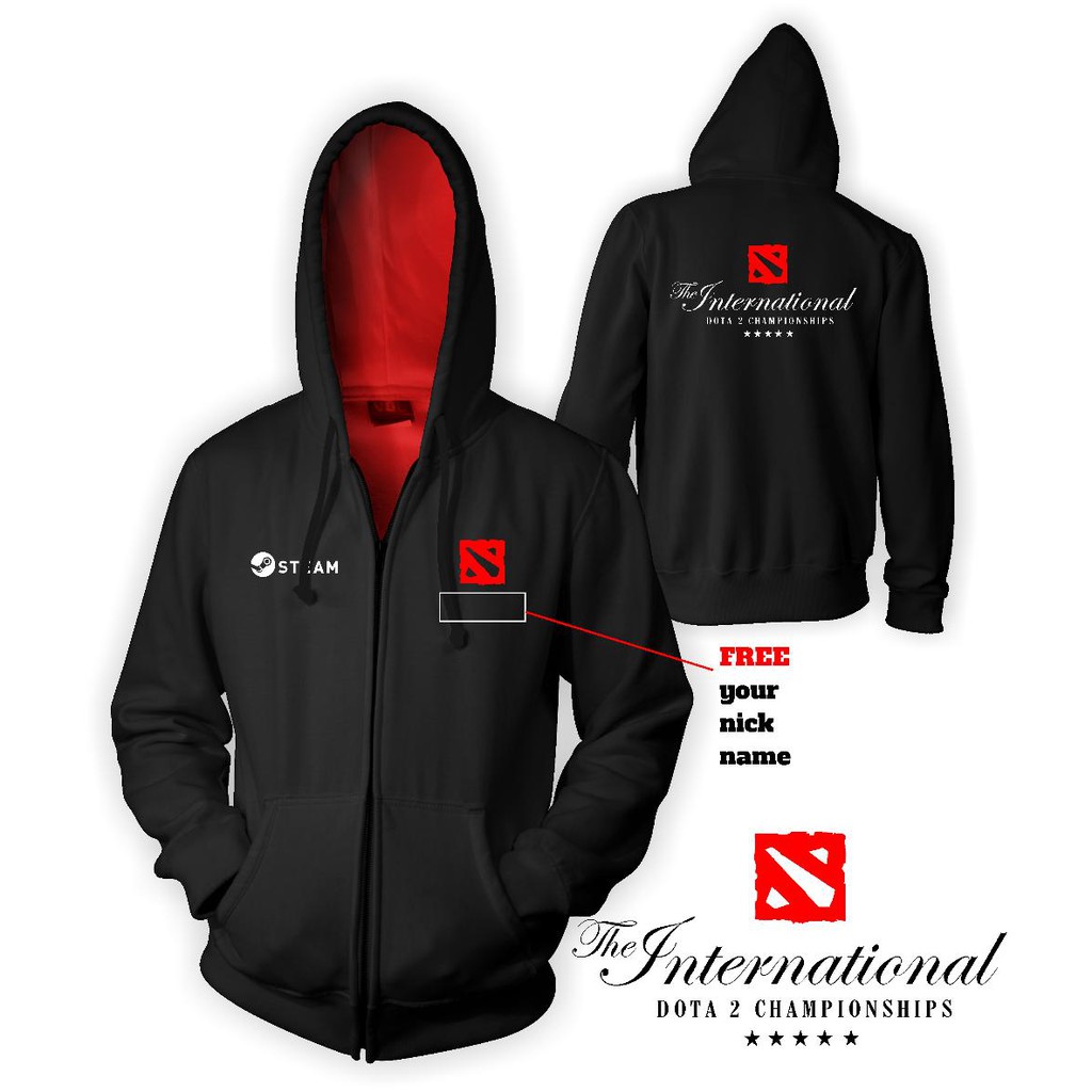 Jaket Dota 2 International Zipper Dota 2 CUSTOM nama / Jaket Big Size /Fleece Tebal/jaket jumbo