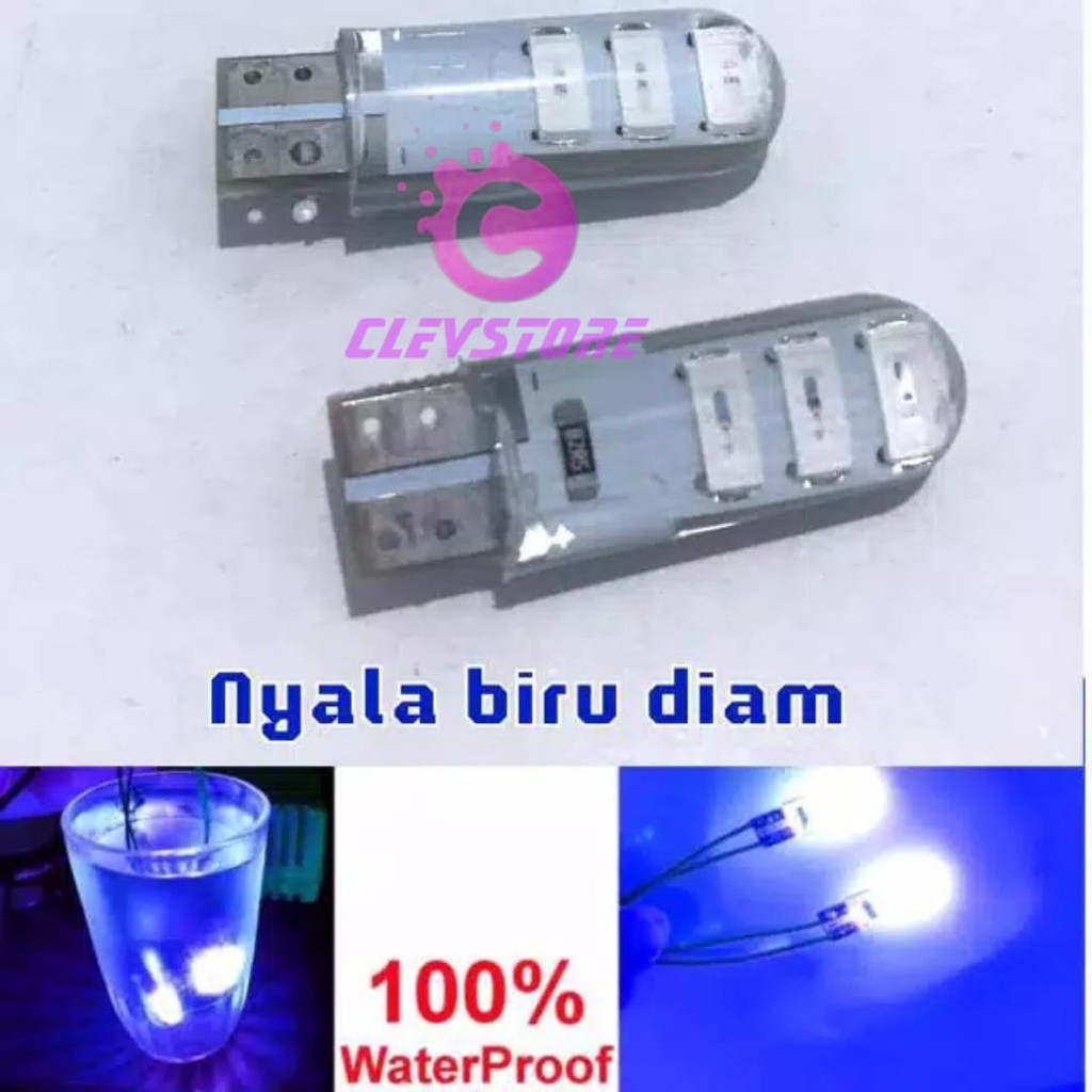 Lampu LED Motor T10 Jelly Nyala Diam Sen senja Warna Biru 2pcs (sepasang)