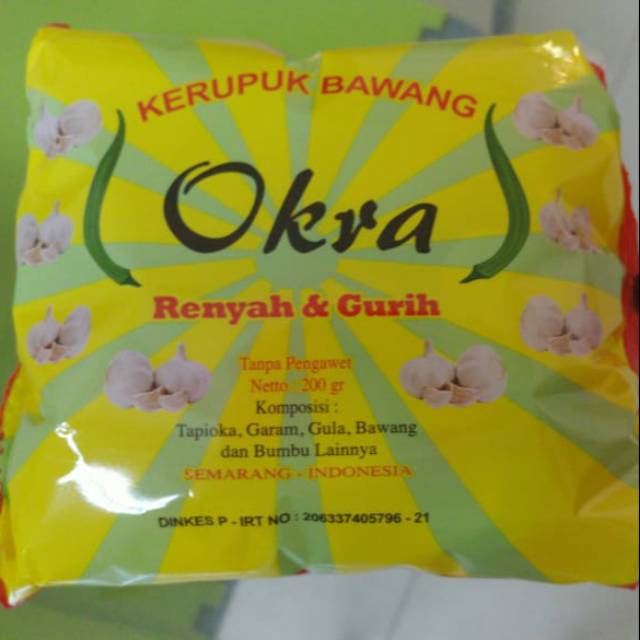 

Kerupuk bawang krupuk okra renyah siap goreng