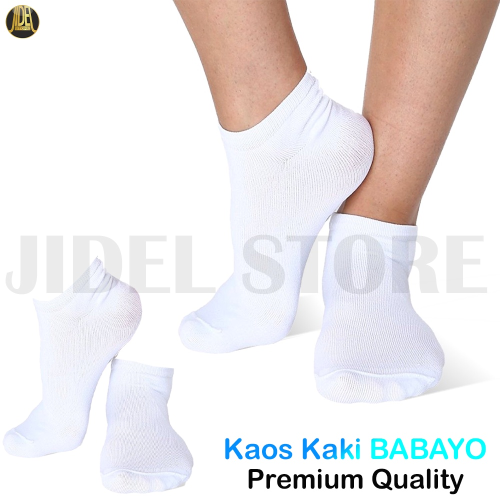 OBRAL Kaos kaki Putih Polos BABAYO, Kaus Kaki Sport Panjang Pendek Semata Kaki Bahan Nillon Polyster