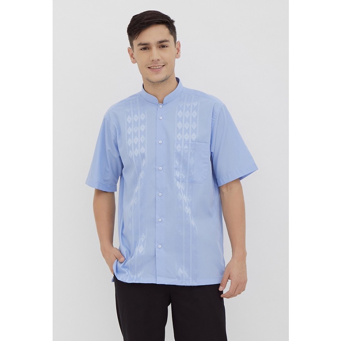 Alisan Koko Bordir Lengan Pendek Biru KBOKO00074BIRUSS - S