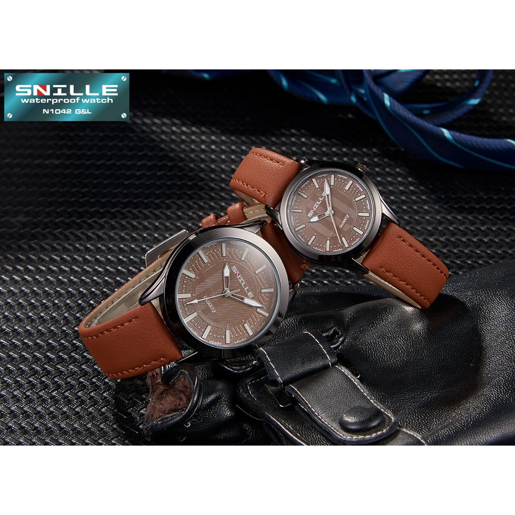 Snille Jam Tangan Kulit Pria Original Asli Anti Air Waterproof 1042