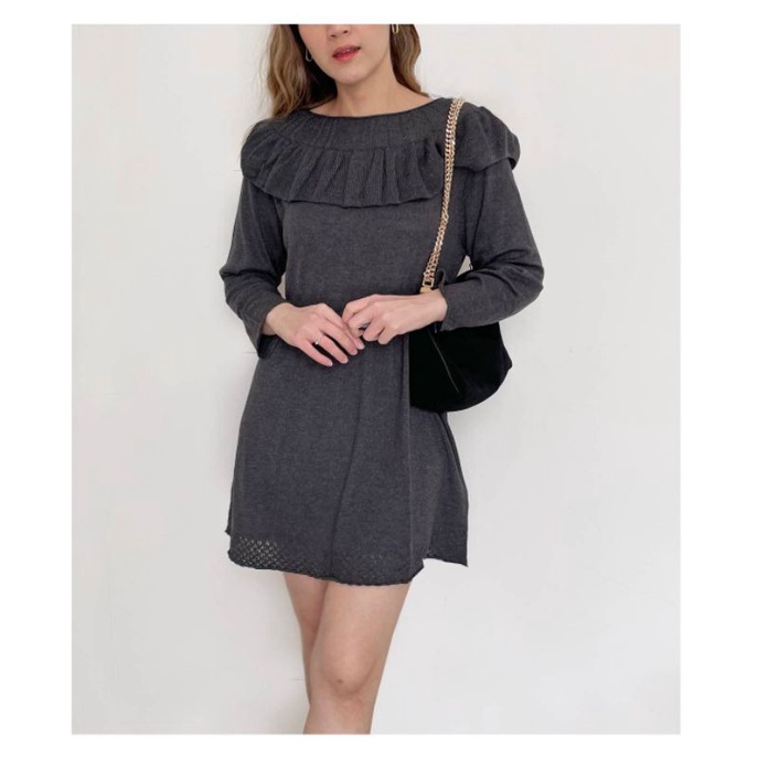 Ameli* ruffle soft knit mini dres