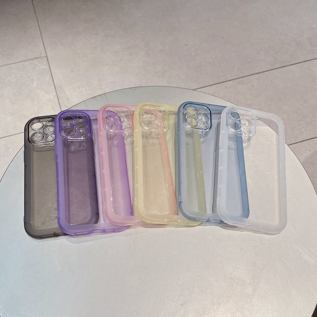 Soft case TPU Transparan Warna Permen cover iphone 11 12 13 Pro MAX XS MAX XR