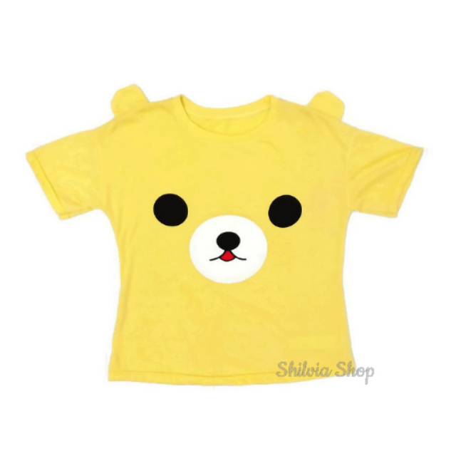 Bisa Cod Kaos Wanita Lucu Unik Gambar Kartun Rilakkuma Warna Kuning Size M L