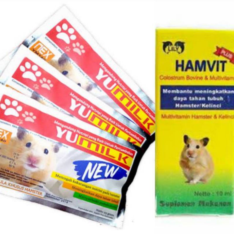 Yu Milk Susu Hamster dan Vitamin Hamvit Suplemen Nutrisi Hewan Hamster Kelinci Yumilk