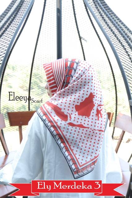 HIJAB SEGIEMPAT MERAH PUTIH II Eleeya Scarf