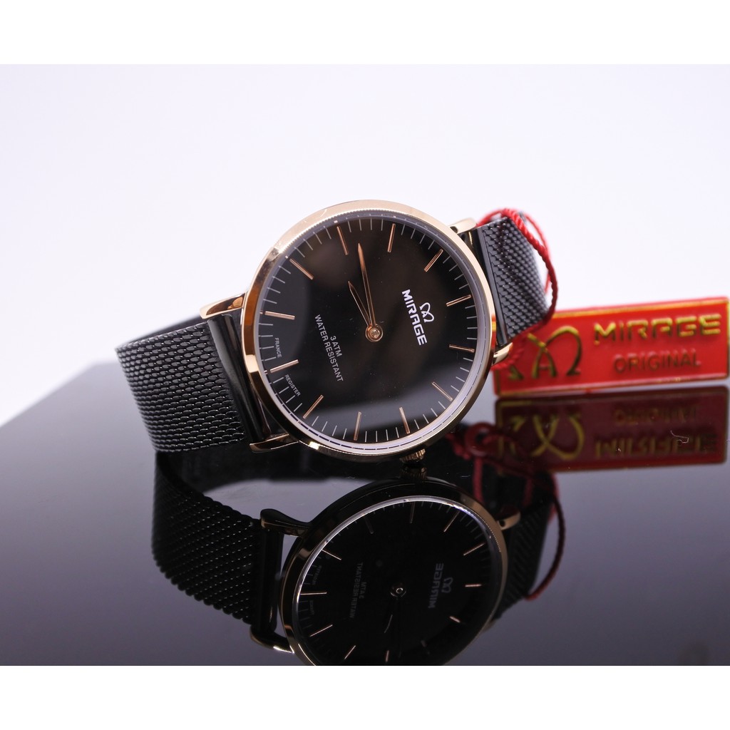 HOT SALE - Mirage Analog Jam Tangan Wanita Rantai Pasir Hitam Rosegold Original