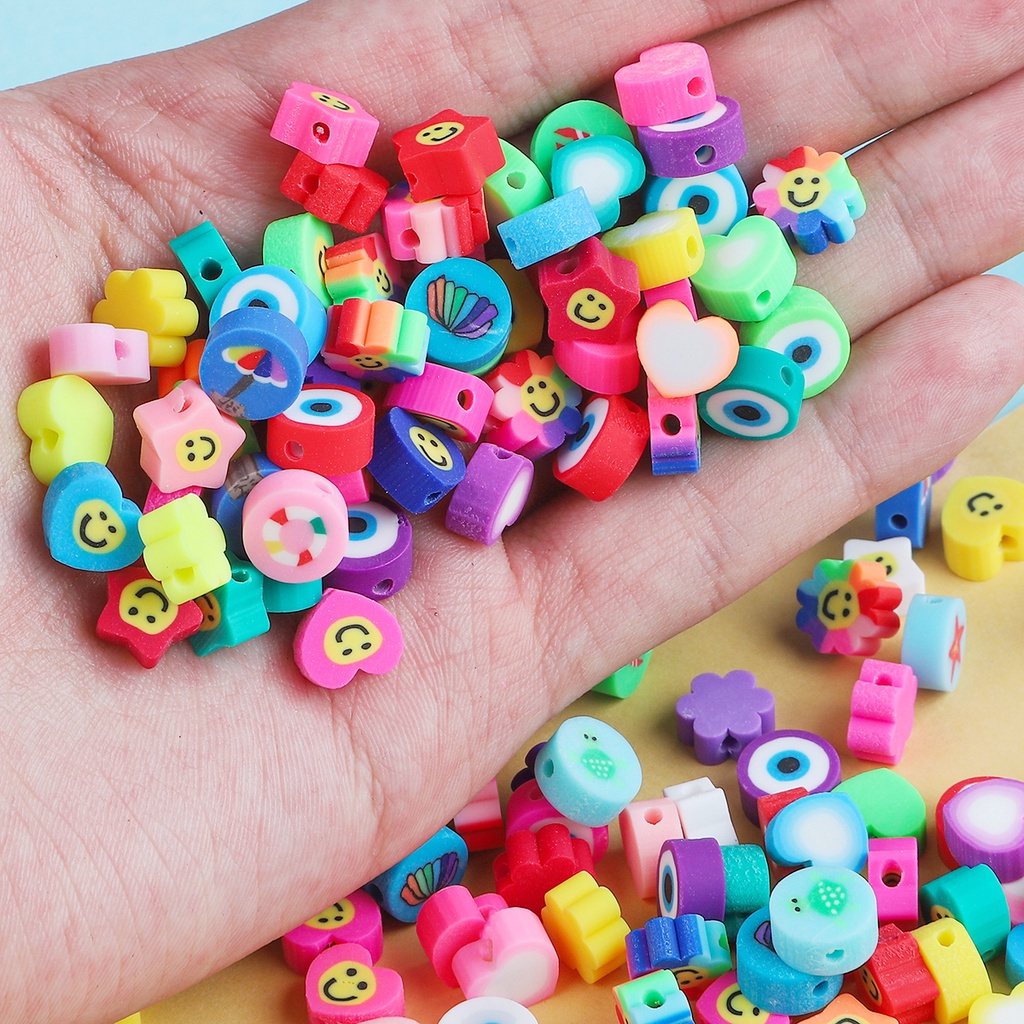 30pcs/Lot 10mm Clay Spacer Beads Sunflower Shape Smile-Face Polymer Clay Beads For Jewelry Making DIY Handmade Accessories