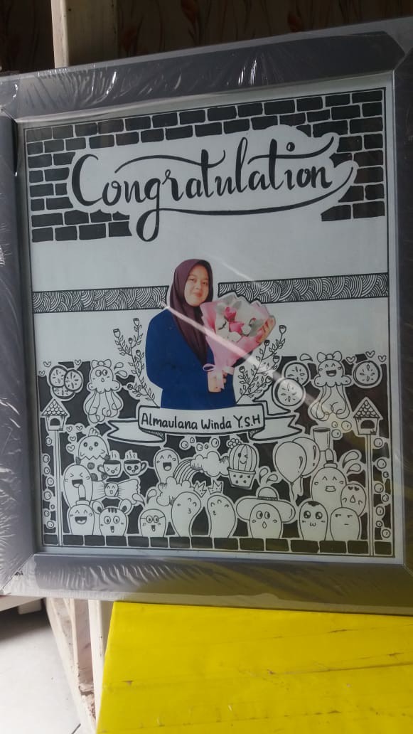 Doodle Art Cetak + Bingkai Kado Wisuda/ultah/anniv Dll