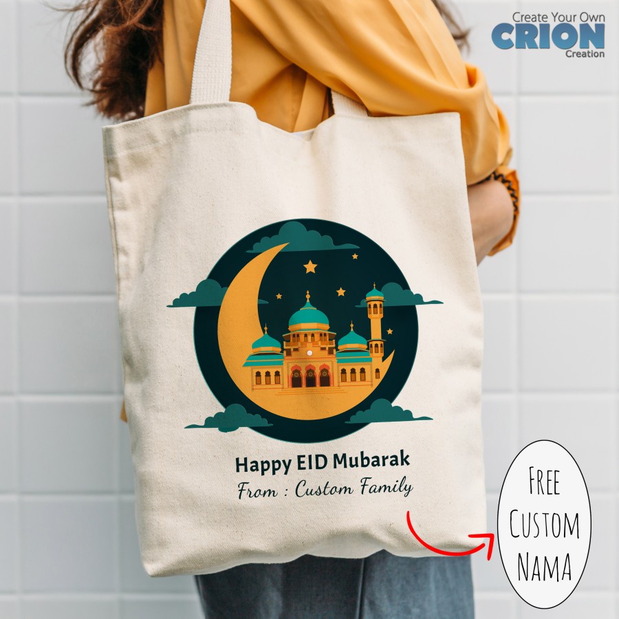 Totebag /Goodie Bag Lebaran / Idul Fitri / EID Mubarak bs custom Crion
