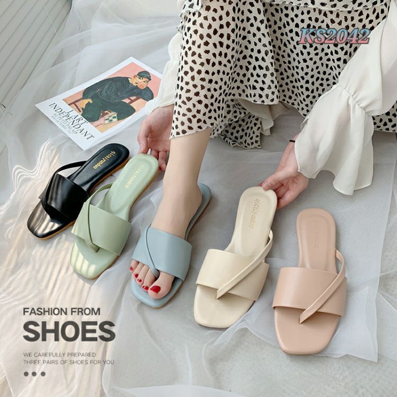 [SALE] SLOP SANDAL FLATS KS2042 IQ #Realstock