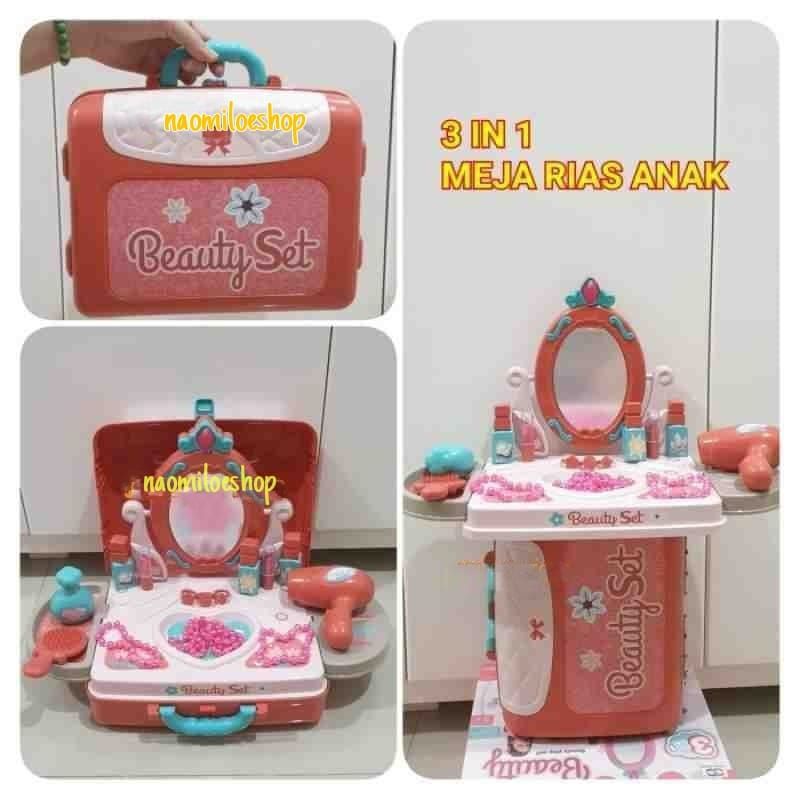 3in1 beauty Mainan alat make up anak MAINAN ANAK PEREMPUAN DANDAN BEAUTY PLAYSET 31N1 SALON KOPER MEJA RIAS-3