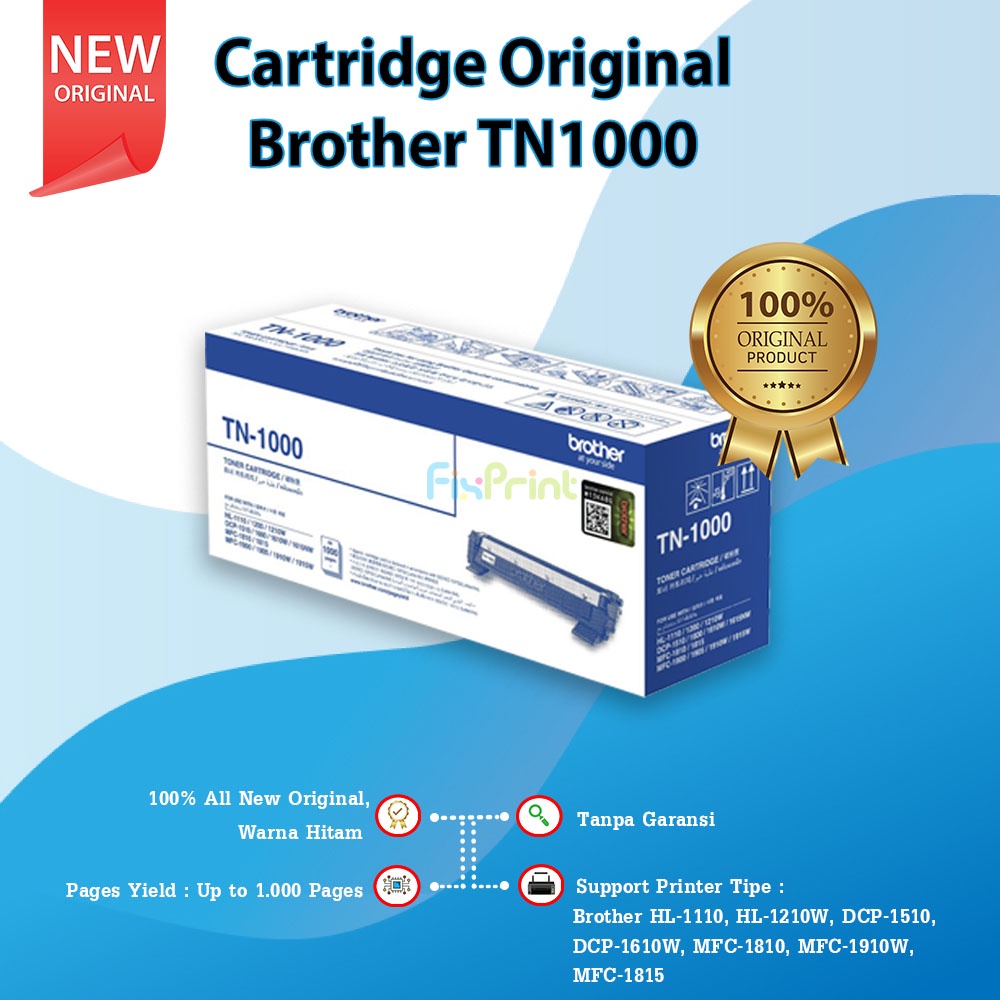 Cartridge Original Brothr TN1000 TN-1000 Printer Brothr HL-1110 1200 1210W DCP-1510 1600 1610W 1615NWMFC-1810 1815 1900 1905 1910W 1915W New