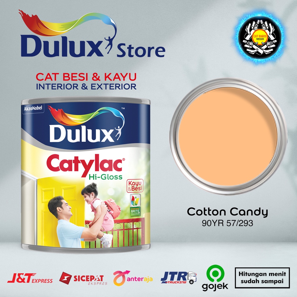 CAT MINYAK CAT KAYU DAN BESI DULUX CATYLAC HI-GLOSS 1 KG WARNA COTTON CANDY 90YR 57/293 PINK PEACH S