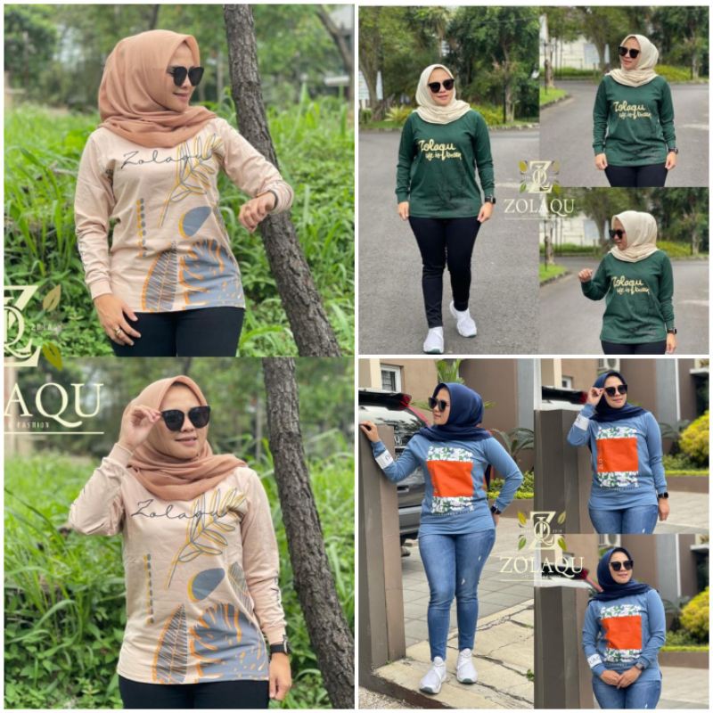 KAOS ZOLAQU SIZE M L XL 100% ORIGINAL TERBARU CREAM COKLAT, BIRU ABU DAN HIJAU BOTOL NEW TANPA BAN