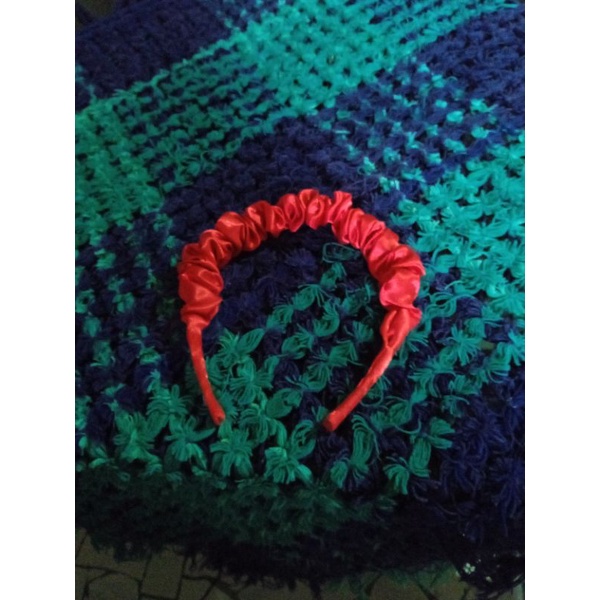 [TERMURAH ] SCRUNCHIE BANDO KOREA HEADBAND SATIN BIG RUFFLE PREMIUM FREE BABEL