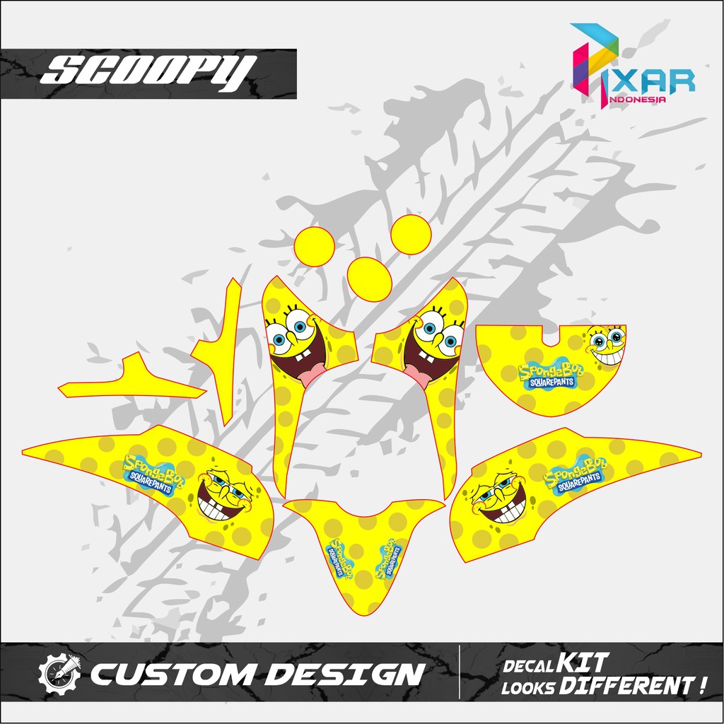 STICKER DECAL MOTOR SCOOPY SPONGEBOB FULL BODY PREMIUM QUALITY