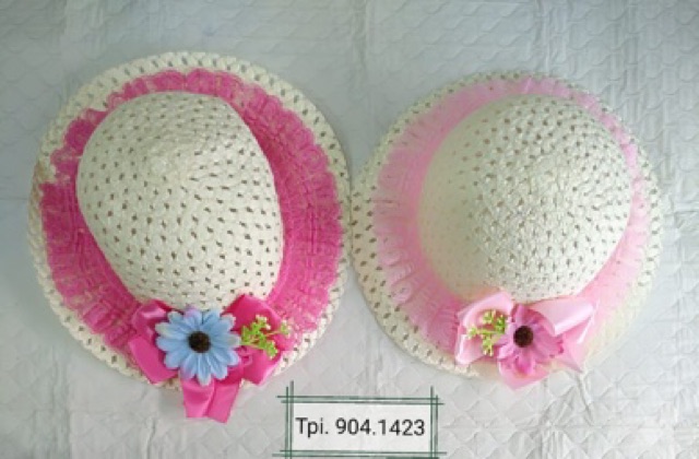 Topi pantai anak cewek hawaiian / floopy hat 2-5 tahun