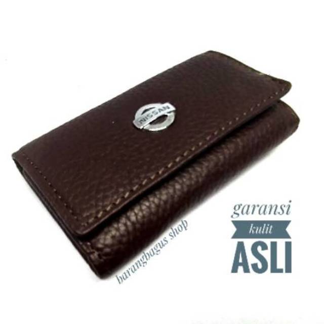 Dompet gantungan kunci kulit include slot STNK + slot uang kertas mobil motor NISSAN (garansi kulit asli)