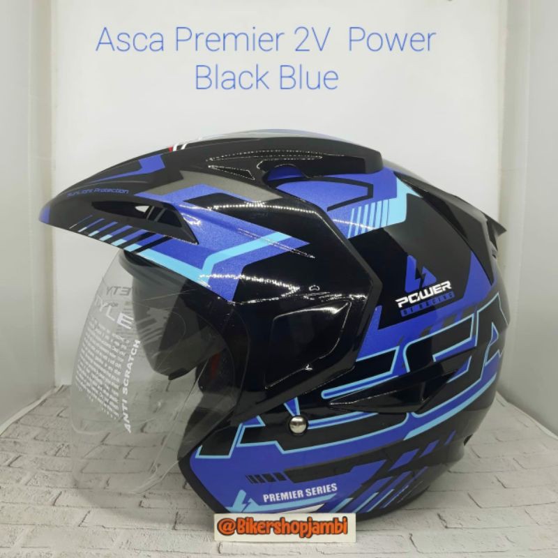 Helm Asca Premier 2Visor Power Black Blue