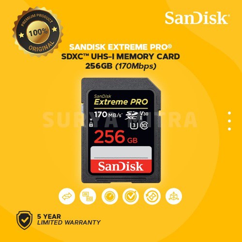 Sandisk SDHC / SDXC Extreme PRO 256GB 170 MB/s