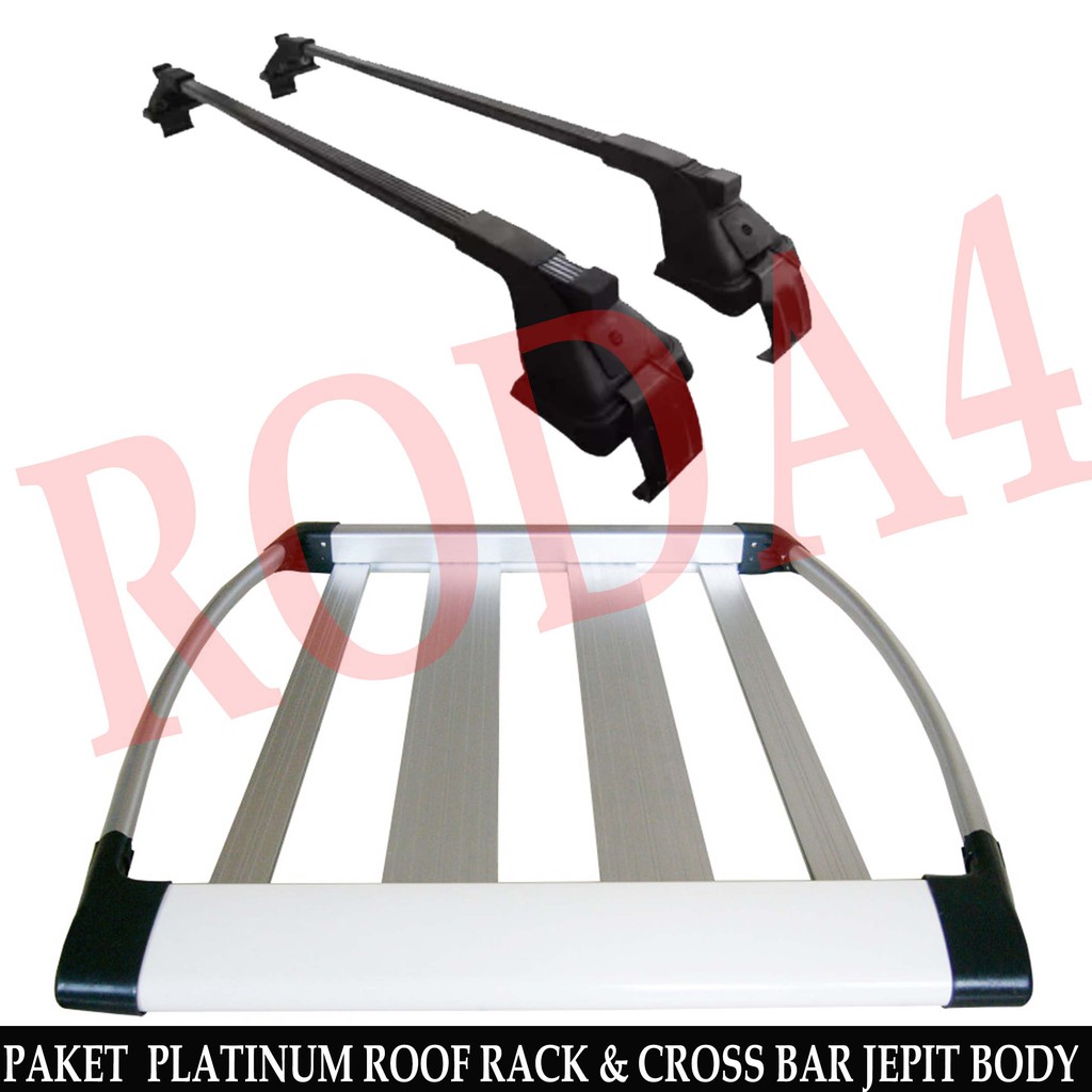 Paket Rak Mobil Roof Rack Platinum &amp; Cross Bar Jepit Body Sienta