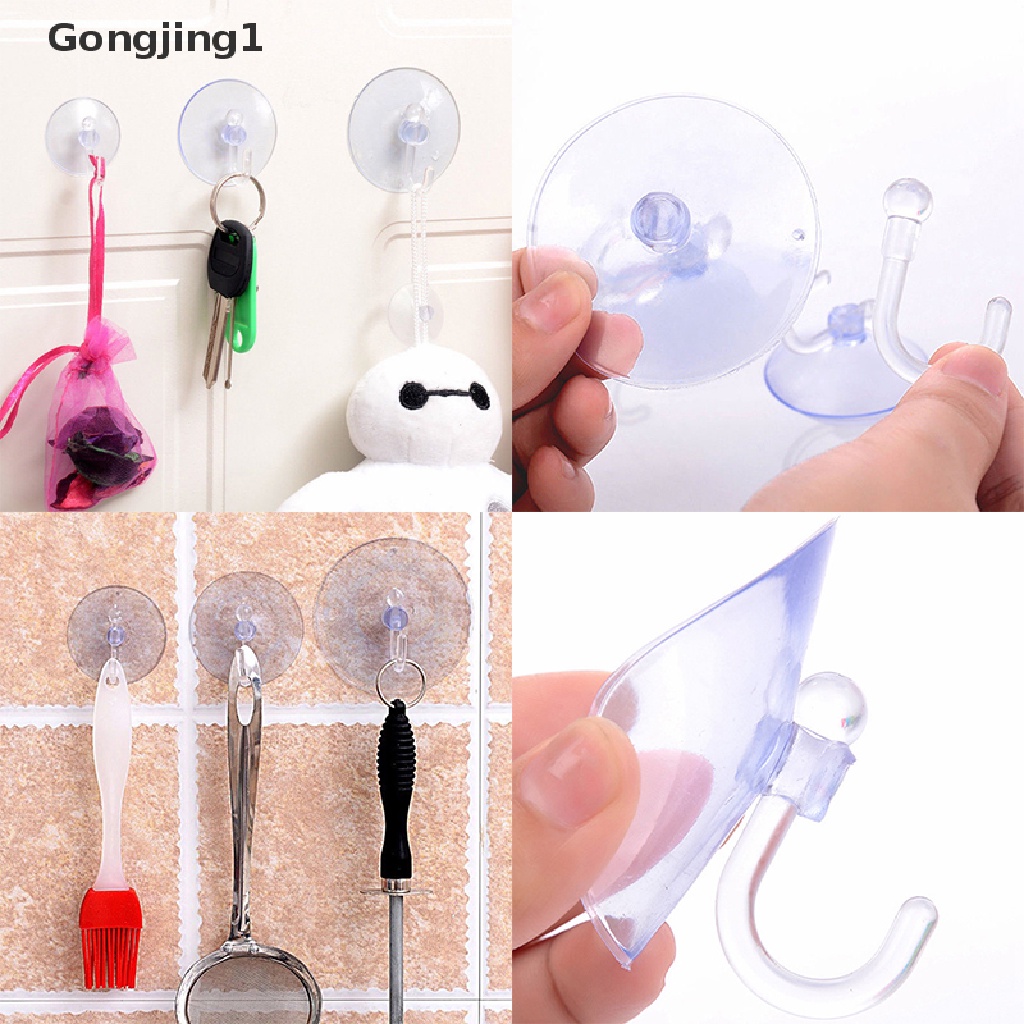 Gongjing1 Kait Gantung Transparan Dengan Suction Cup Untuk Dapur / Kamar Mandi