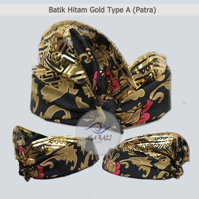 Udeng Bali Jadi Batik Patra HITAM GOLD SERI U006.ag