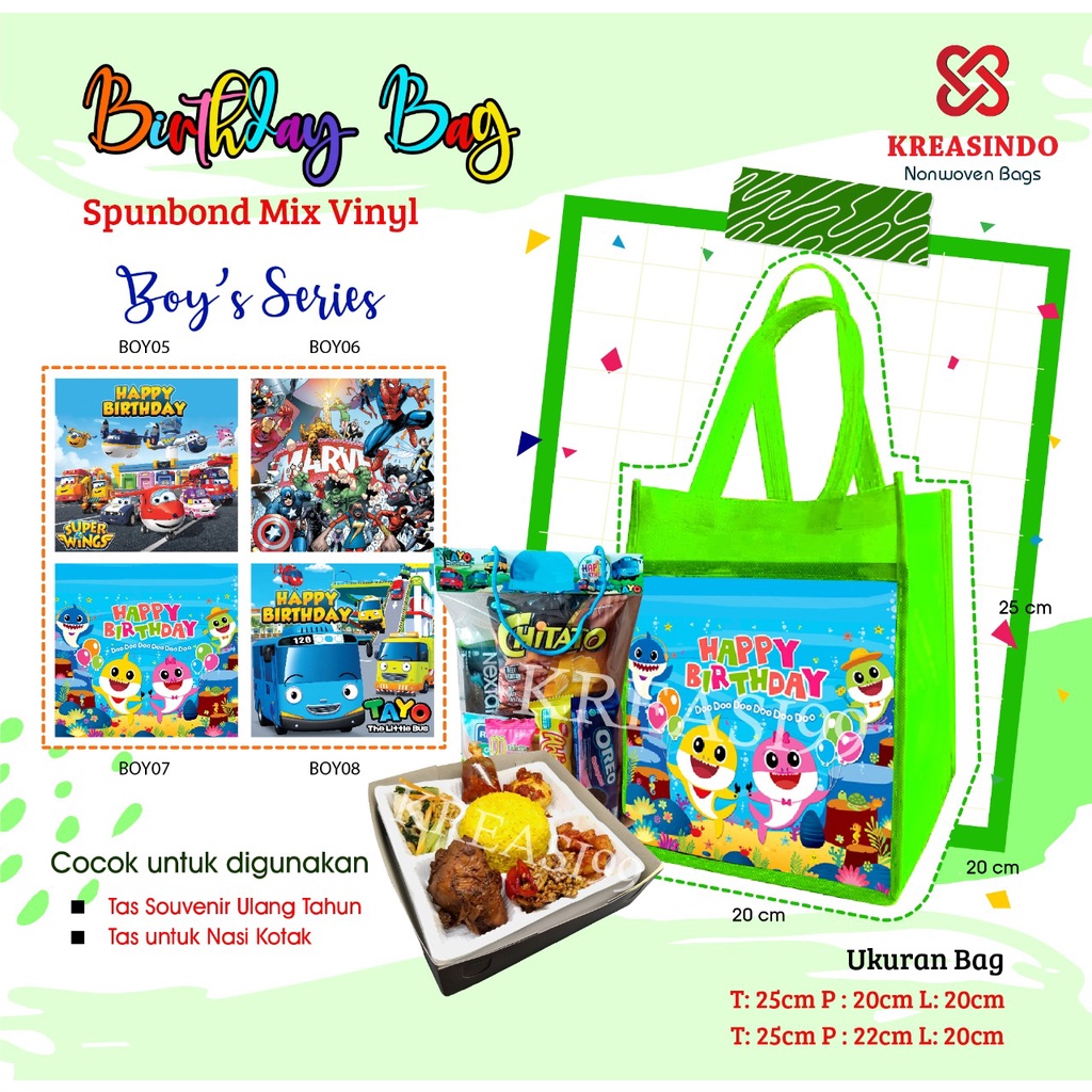 

Tas Ulang Tahun Spunbond custom MURAHH & BERKUALITAS....isi 12 pcs..!! BABY SHARK..!