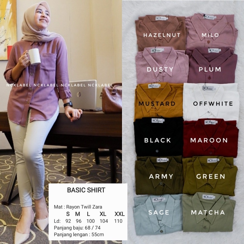 Restok Kemeja Basic Premium Rayon Twill Zara Ori By NckLebel