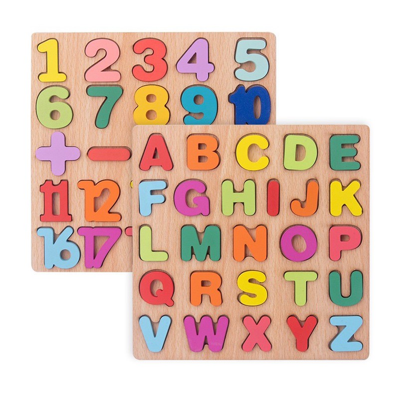 Puzzle ABC And Number Chunky / Mainan Edukasi Anak Puzzle Kayu Abjad Alphabet Huruf Besar Kapital ABC Wooden