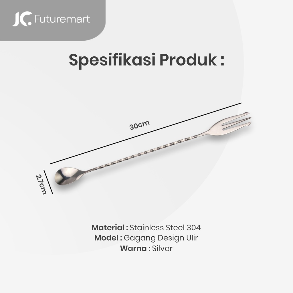 LONG COCKTAIL SPOON 32CM STAINLESS | SENDOK ADUK MOCKTAIL