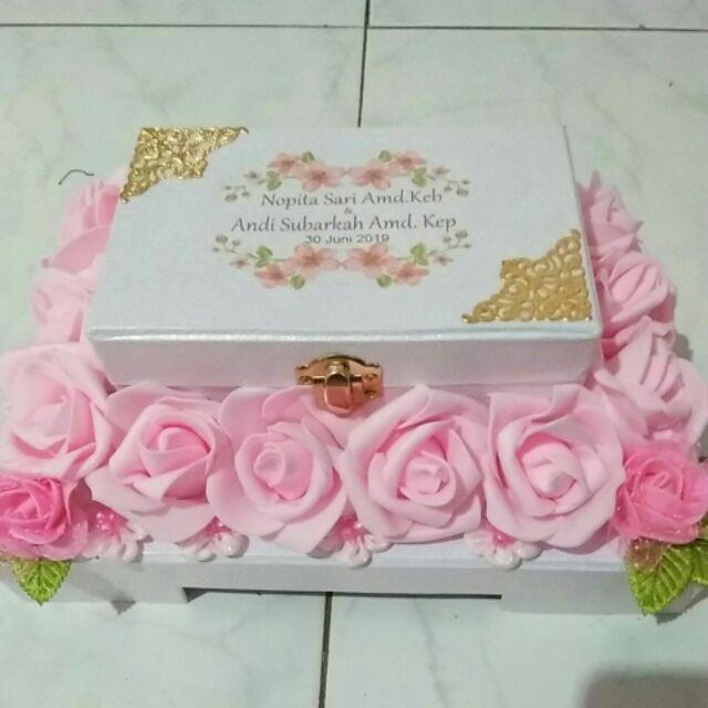 Box Mahar Perhiasan Full Mawar Pink