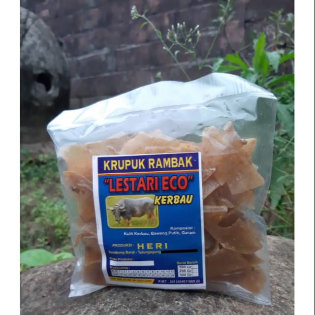 

KERUPUK RAMBAK KULIT KERBAU MENTAH (KRECEK) KHAS TULUNGAGUNG 250gr