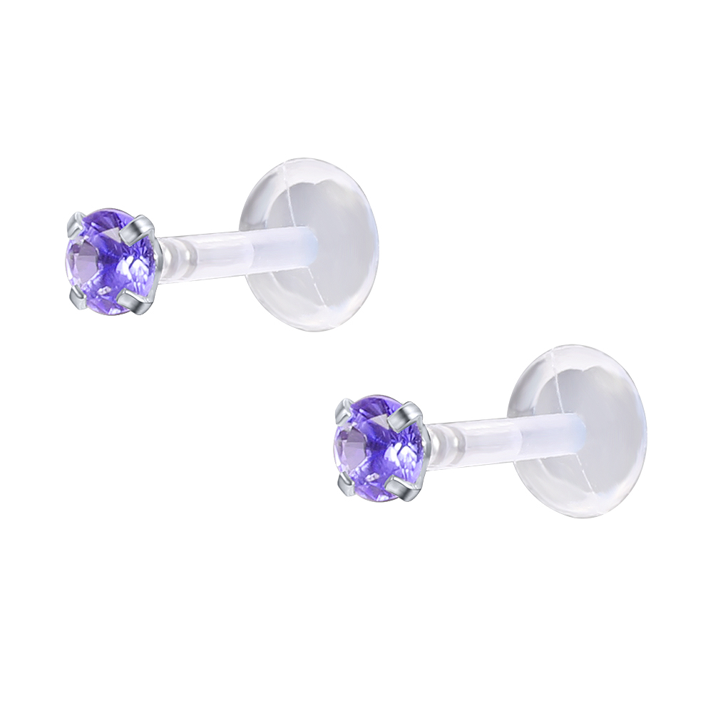 Anting Stud Kristal Bioflex Bahan Akrilik Anti Alergi Untuk Tulang Rawan Bibir