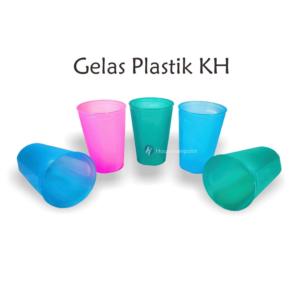 12 pcs Gelas plastik / Gelas murah / Gelas souvenir / Gelas pesta / gelas minum (GELAS KH WARNA)