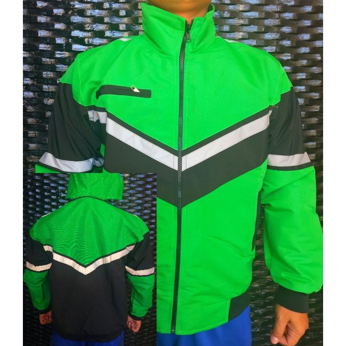 jaket bomber hijau polos ojol bisa bolak balik