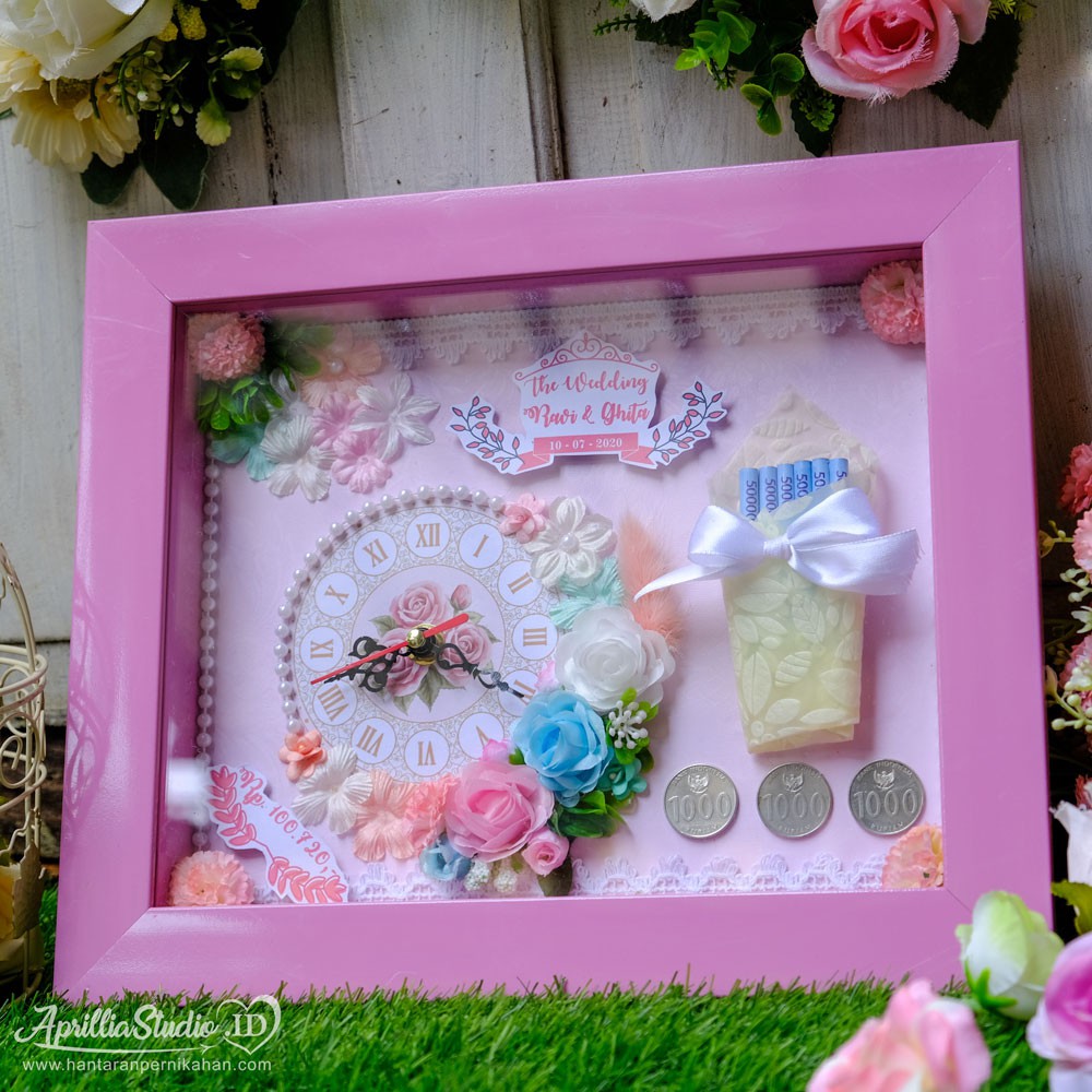 MAHAR PERNIKAHAN BINGKAI UANG SHABBY PINK