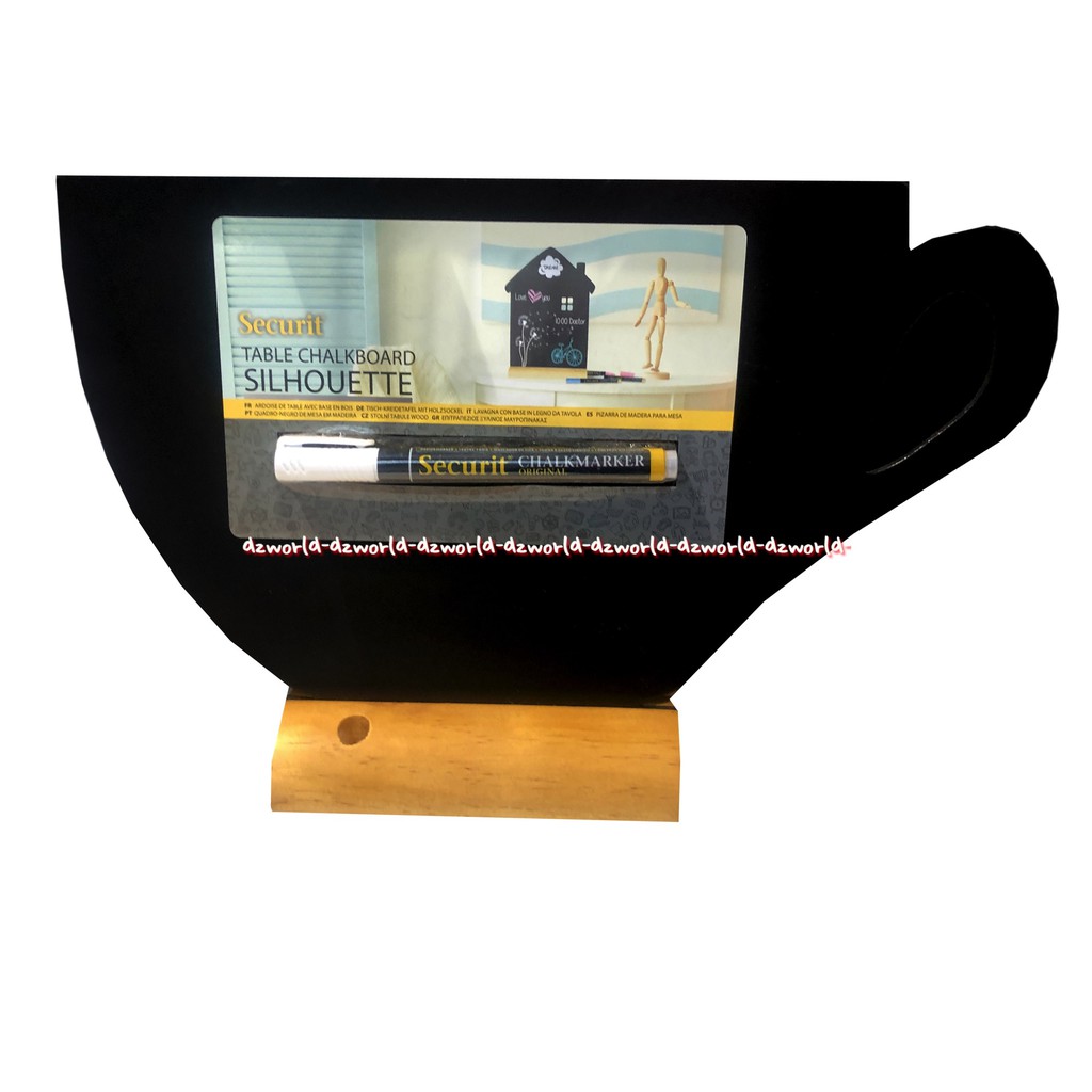 Securit Table Chalkboard Silhouette Papan Tulis Hitam Model Cangkir Gelas Papan Buletin