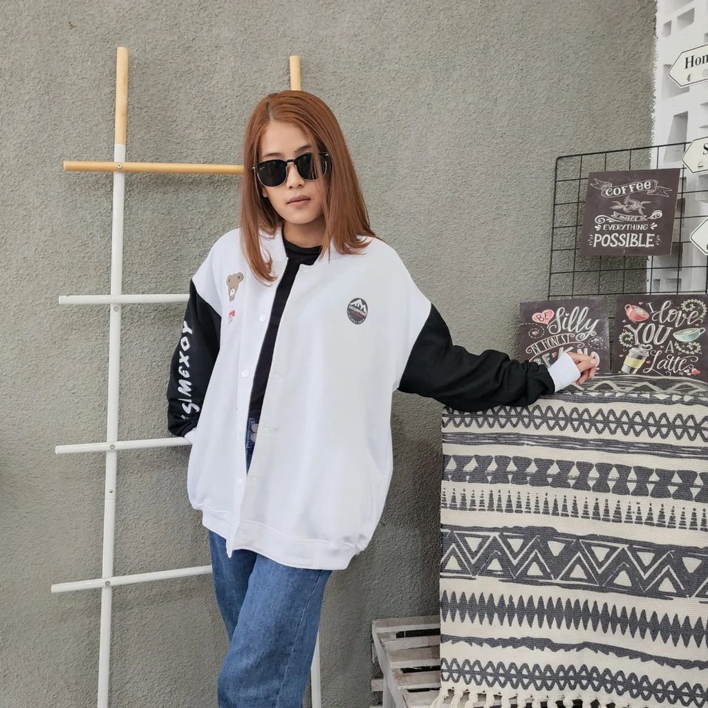 SAMEXOY BASEBALL 2XL 3XL Jacket Sweater Crewneck Oversize-Outerwear Wanita Fashion Terkini Korean Style