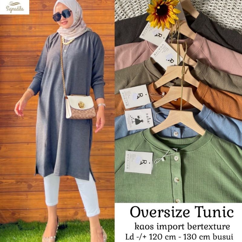 Oversize Tunic  Kaos import texture fit to XXXL, kancing busui LD120-130 pjng 105 High quality