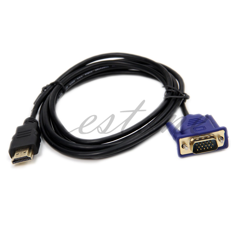 Kabel Adapter Converter HDMI Male to VGA HD-15 Lapis Emas 6Ft 1.8M 1080P