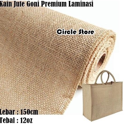 Kain Natural Jute Premium / Burlap / Goni Laminasi Lebar 150cm 400gsm