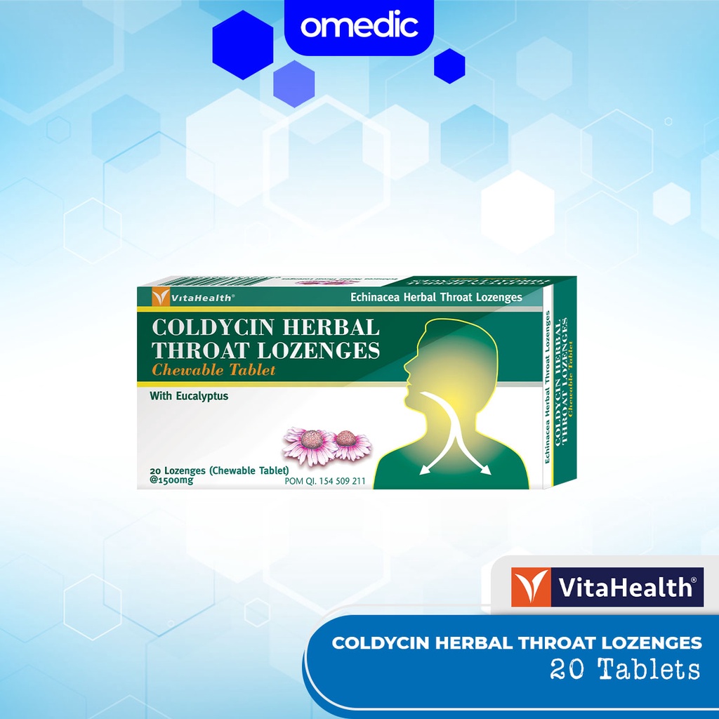 VitaHealth Coldycin Herbal Throat Lozenges 20's Untuk Meredakan Batuk dan Sakit Tenggorokan
