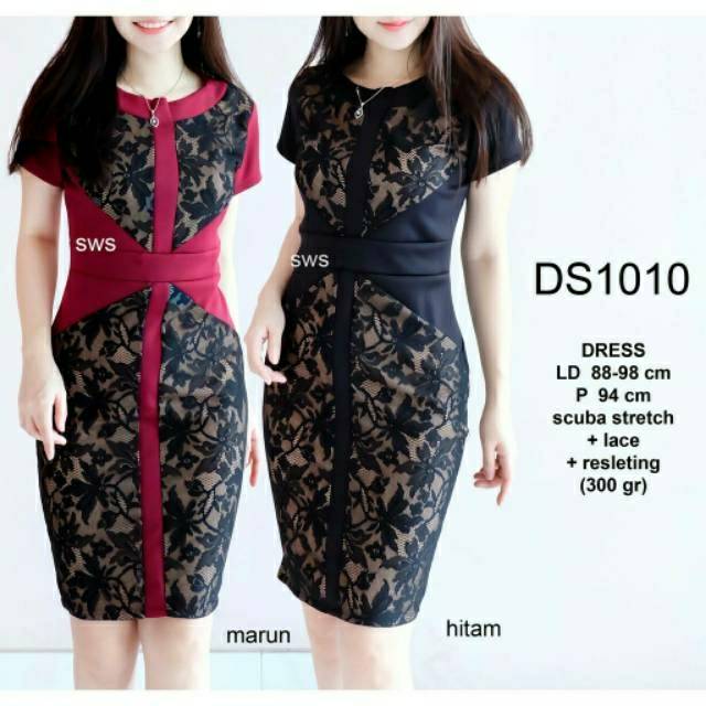 DS1010 DRESS PESTA DRESS SCUBA PARTY DRESS HITAM DRESS SEPAN ROK SEPAN DRESS SCUBA MURAH DRESS MURAH