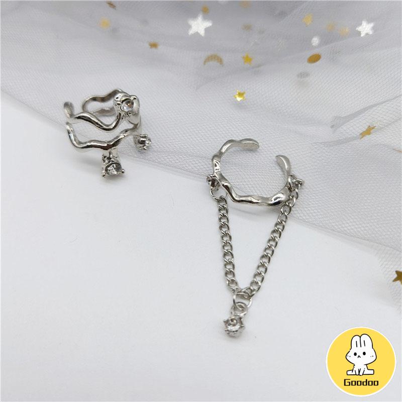 2pcs/ Set cincin Fashion Aksen Berlian bergelombang Untuk Wanita Retro Aksesoris Fashion -Doo