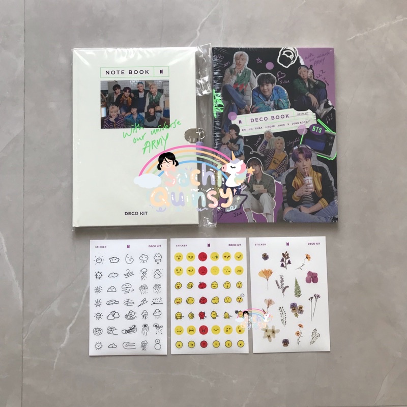 [READY BUNDLE] NOTE BOOK + DECO BOOK + 3pcs CLEAR STICKER SET SHARING DECO KIT BTS