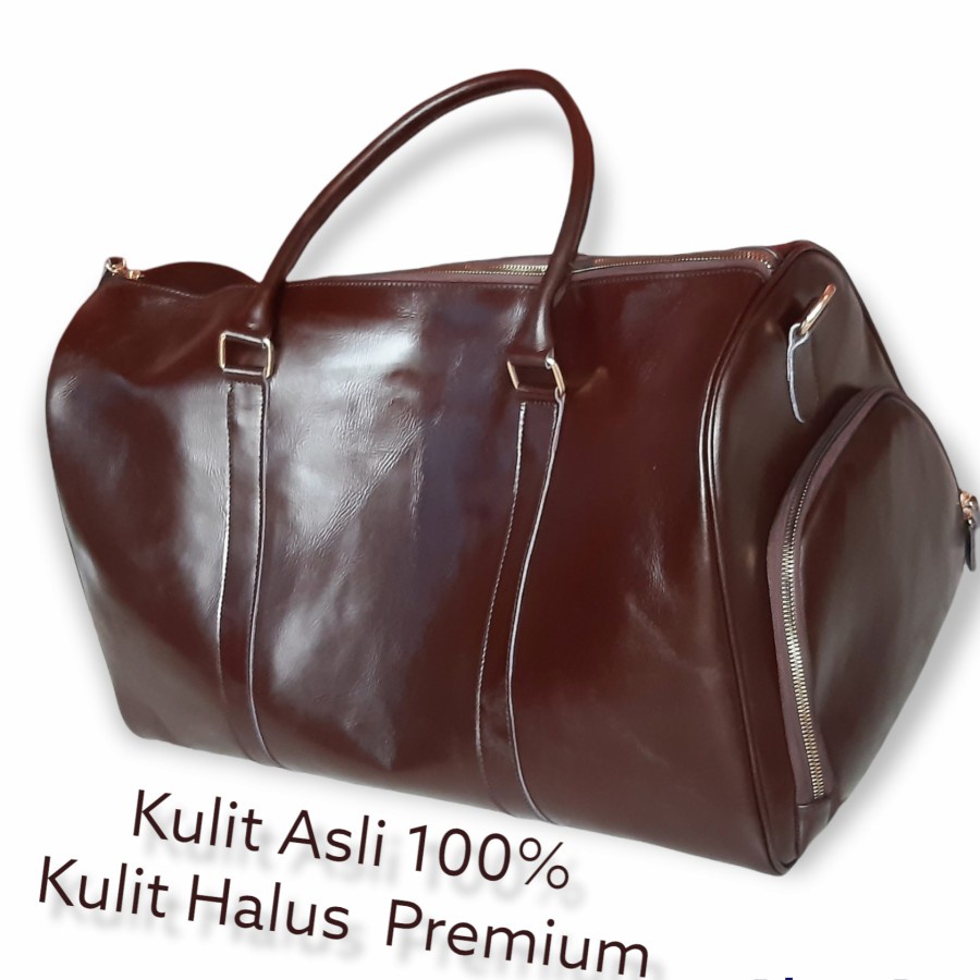 Tas Travel Bag Duffel Bag Leather Travel Bag Tas Koper Kulit Asli 100 %Halus Premium Warna Cokelat